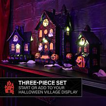 Haunted Hill Farm 3-Piece Spooky Lighted LED Haunted House Set