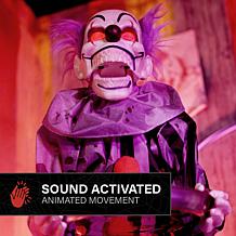 Haunted Hill Farm 3.1-Ft. Standing Animated Clown with Plate Animat...