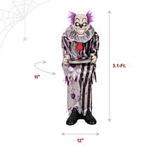 Haunted Hill Farm 3.1-Ft. Standing Animated Clown with Plate Animat...