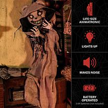 Haunted Hill Farm 3.3-Ft. Standing Animated Burlap Bear Animatronic