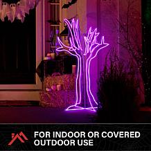 Haunted Hill Farm 3.7-Ft. Neon Purple LED 3D Ghost Tree Decoration ...