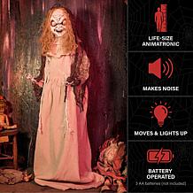 Haunted Hill Farm 3.9-Ft. Standing Rising Head Creepy Girl Animatronic