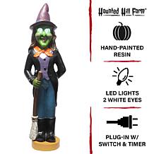 Haunted Hill Farm 4' Scary Witch w/Broom Pre-lit LED Resin Figure  