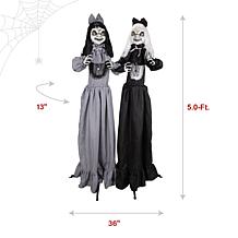 Haunted Hill Farm 5-Ft. Standing Animated Girl Twins Animatronic