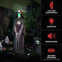 Haunted Hill Farm 5.5-Ft. Standing Stretching Reaper Animatronic
