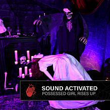 Haunted Hill Farm 5.6-ft. Floating Lady with Magic Reaper Animatronic