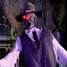 Haunted Hill Farm 5.9-Ft. Animated Zombie Animatronic with Lantern
