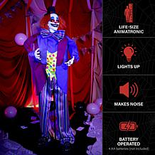 Haunted Hill Farm 5.9-Ft. Standing Animated Clown Animatronic