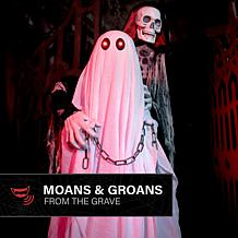 Haunted Hill Farm 5.9-Ft. Standing Animated Reaper with Ghost Anima...