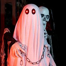 Haunted Hill Farm 5.9-Ft. Standing Animated Reaper with Ghost Anima...