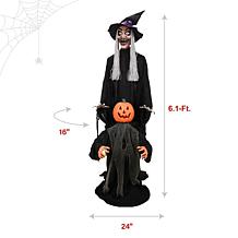 Haunted Hill Farm 6.1-Ft. Standing Animated Witch with Pumpkin Man ...