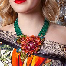 Heid Daus Late Bloomer Bronzetone Multicolor Floral Drop Necklace