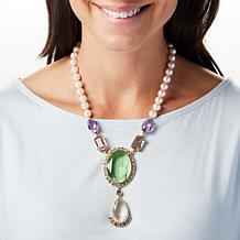 Heidi Daus "Alta Moda" Simulated Bead Beaded Drop  Necklace