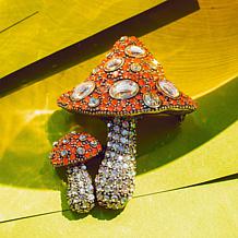 Heidi Daus Bella Mushroom Bronzetone Crystal-Encrusted Pin
