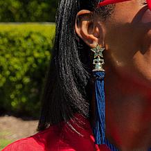 Heidi Daus Freedom Reigns Blue Tassel Crystal-Accented Star Earrings