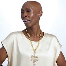 Heidi Daus Grand Cross Magnetic Pendant with Rolo Chain Necklace