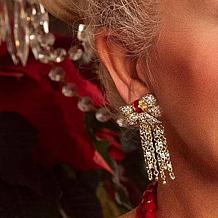 Heidi Daus Haute Bow Crystal Chain-Link Dangle Earrings