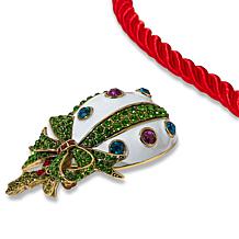Heidi Daus Holly Jolly Crystal Ornament Pendant/Pin with Cord Necklace