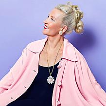Heidi Daus "In Vogue" Glass and Crystal Flower Pendant with 30" Chain