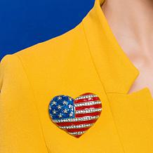 Heidi Daus Love American Style Crystal & Enamel Heart Pin