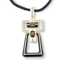 Heidi Daus New Century Enamel Pendant and Black Cord Necklace 