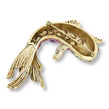 Heidi Daus One Fish Two Fish Bronzetone Crystal Pin 
