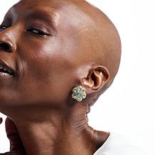 Heidi Daus Pretty Paw Print Blue Crystal Goldtone Earrings