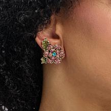 Heidi Daus Pretty Polly Crystal Parrot Beaded Button Stud Earrings