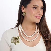 Heidi Daus Ravishing Rose Necklace, Pin and Earrings Set