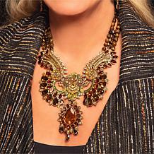 Heidi Daus Shangri La Bronzetone Crystal 3-Row Bird Drop Necklace