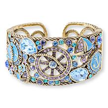 Heidi Daus Ships Ahoy Crystal and Blue Enamel Cuff Bangle Bracelet