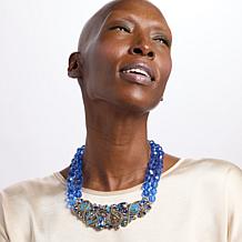 Heidi Daus Ships Ahoy Crystal and Blue Enamel Drop Necklace