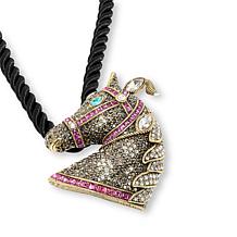 Heidi Daus Show Pony Crystal Pendant/Pin with 17" Cord Necklace