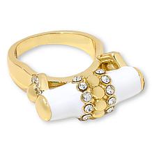 Heidi Daus Slim Pickens Goldtone Enamel Pavé Accent Barrel Ring