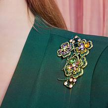 Heidi Daus Sparkling Clover Crystal & Glass Bronzetone Pin