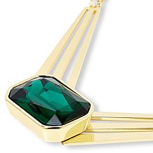 Heidi Daus Sunray 18" Goldtone Octagonal Stone Drop Necklace