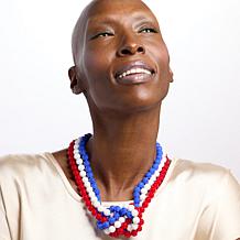 Heidi Daus Triple Knot Red, White and Blue Necklace