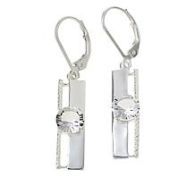 Herkimer Mines "Diamond" Quartz Solitaire Stone Bar Drop Earrings