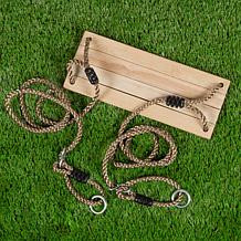 Hey! Play! Kid's Adjustable Wooden Swing with Nylon Rope