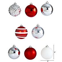 Holiday Shatterproof, 64 Count Christmas Tree Ornament Set, 80mm wi...