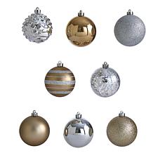 Holiday Shatterproof, 64 Count Christmas Tree Ornament Set, 80mm wi...