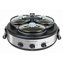 HomeCraft 1.5-Quart Triple Oval Slow Cooker Buffet