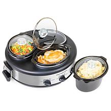 HomeCraft 1.5-Quart Triple Oval Slow Cooker Buffet