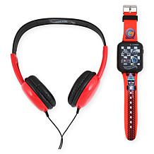 Hot Wheels Unisex Child Smart Watch and Headphone Set - Red