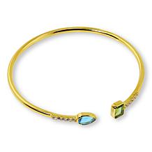 House of Ellure Peridot and Blue Topaz Goldtone Cuff Bracelet