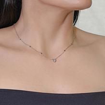 House of Ellure Sterling Silver Moonstone and Sapphire Chain Necklace