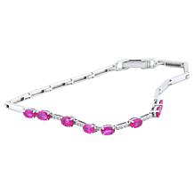 House of Ellure Sterling Silver Pink Sapphire & White Zircon Bracelet