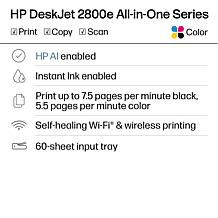 HP 14" Touch Intel 128GB Laptop with Office and Deskjet 2827e Printer