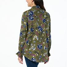 HUE Button-Down Floral Print Nap shirt