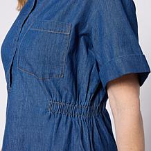 Hue Knit Denim Dress with Collared Neck